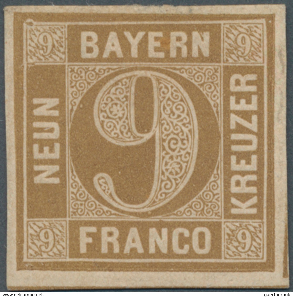 17135 Bayern - Marken Und Briefe: 1862, Probedruck 9 Kr. Ocker Ohne Seidenfaden, Ungebraucht Ohne Gummi, R - Other & Unclassified