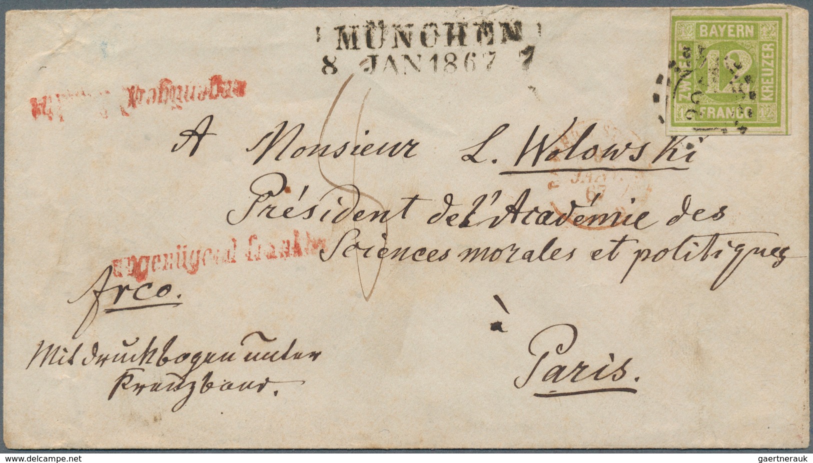 17137 Bayern - Marken Und Briefe: 1862, Einzelfrankatur 12 Kr. Grün Als BEGLEITBRIEF FÜR DRUCKBOGEN UNTER - Other & Unclassified