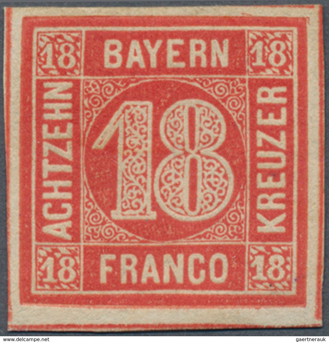 17140 Bayern - Marken Und Briefe: 1862, 18 Kr. Seltene A-Farbe Zinnoberrot Als Ungebrauchte Marke, Farbfri - Other & Unclassified