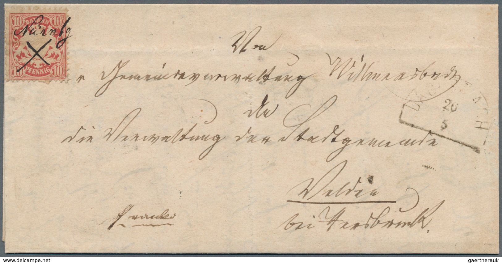 17171 Bayern - Marken Und Briefe: 1877, 10 Pf. Karmin Wz. Weite Welle Mit Handschr. Entwertung "Nürnbg." U - Other & Unclassified