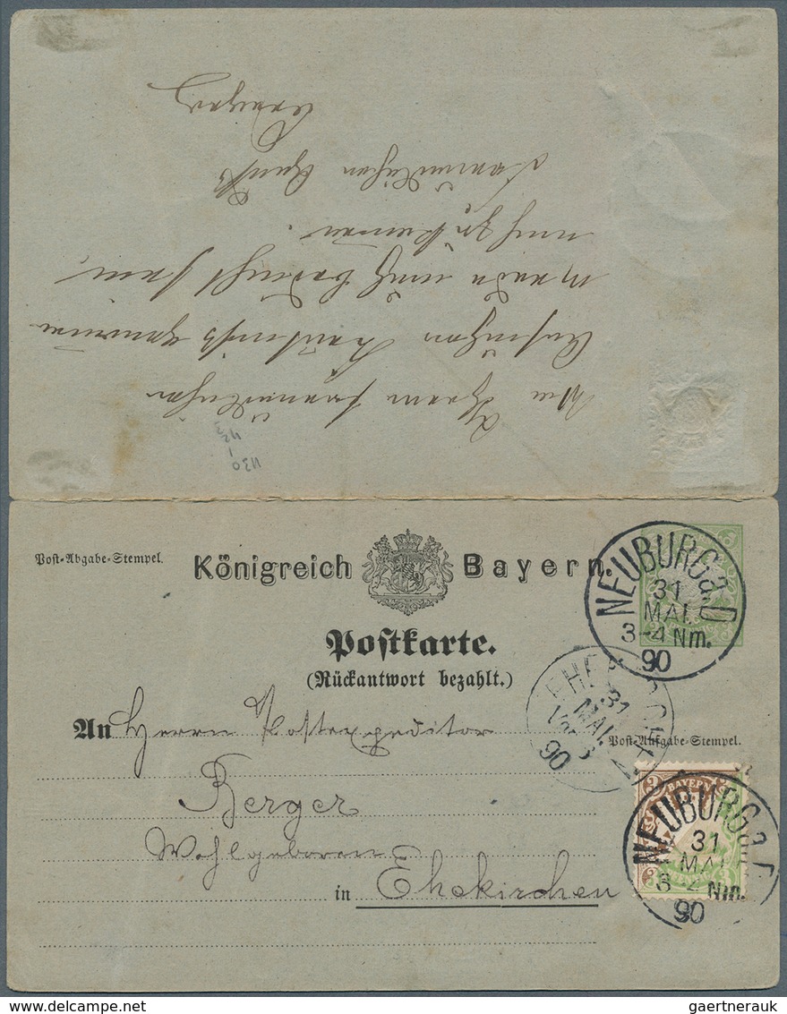 17173 Bayern - Marken Und Briefe: 1890, 3 Pfg. Grün Und Braun Je Diagonal Halbiert Und Zu Einer Marke Zusa - Other & Unclassified