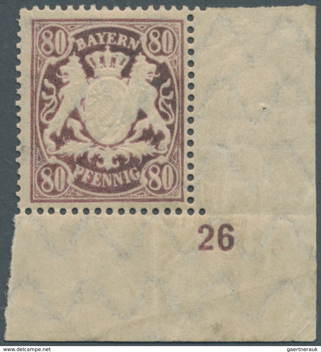 17179 Bayern - Marken Und Briefe: 1900: 80 Pfg Auf Rötlichem Papier, Postfrisches Eckrandstück Mit Platten - Other & Unclassified