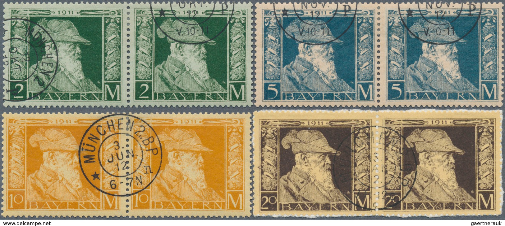 17182 Bayern - Marken Und Briefe: 1911, 90. Geburtstag Von Prinzregent Luitpold, 4 Markwerte In Type I, Ge - Sonstige & Ohne Zuordnung