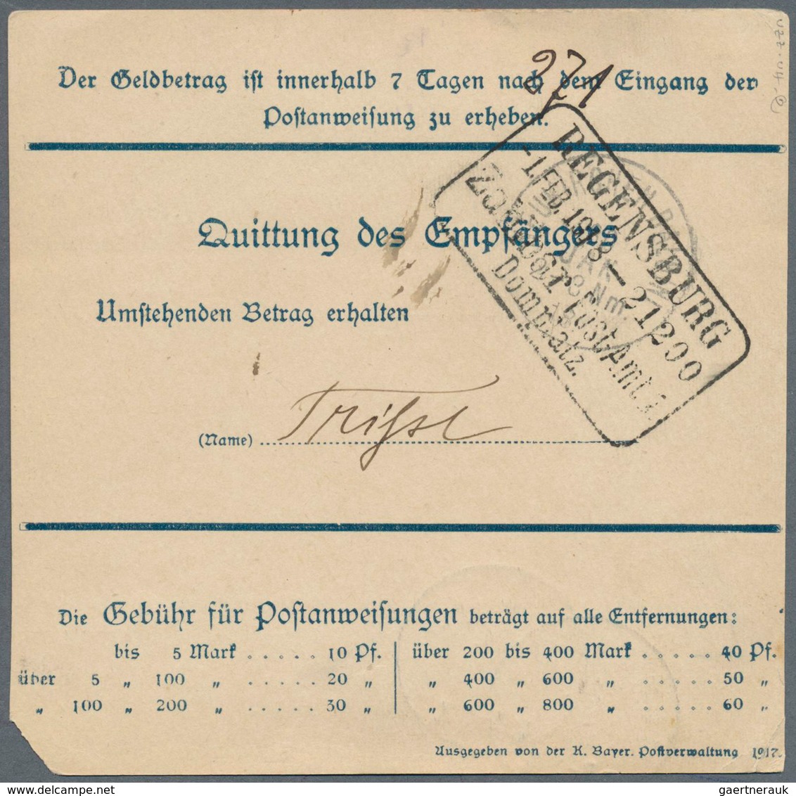 17193 Bayern - Dienstmarken: 1916, Dienstmarken 20 Pfg. Dunkelblau Im Tadellosen Waagerechten Paar Als Por - Autres & Non Classés