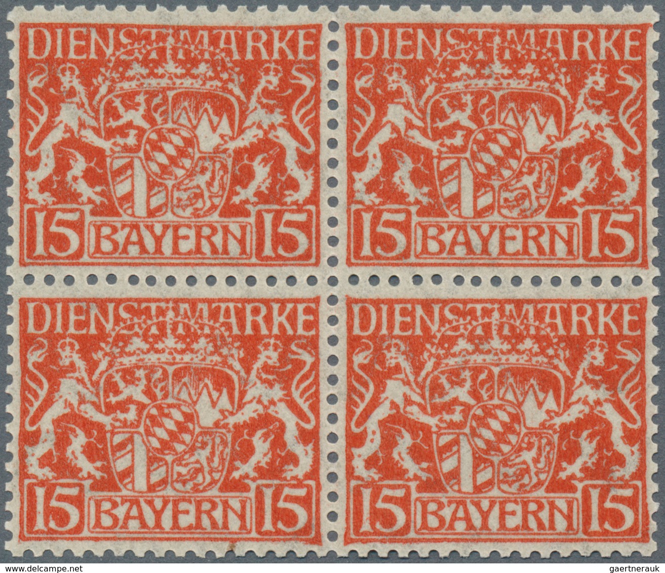 17194 Bayern - Dienstmarken: 1916, 15 Pfg. Dienstmarke Staatswappen In Pergamentpapier Im Postfrischen Vie - Sonstige & Ohne Zuordnung