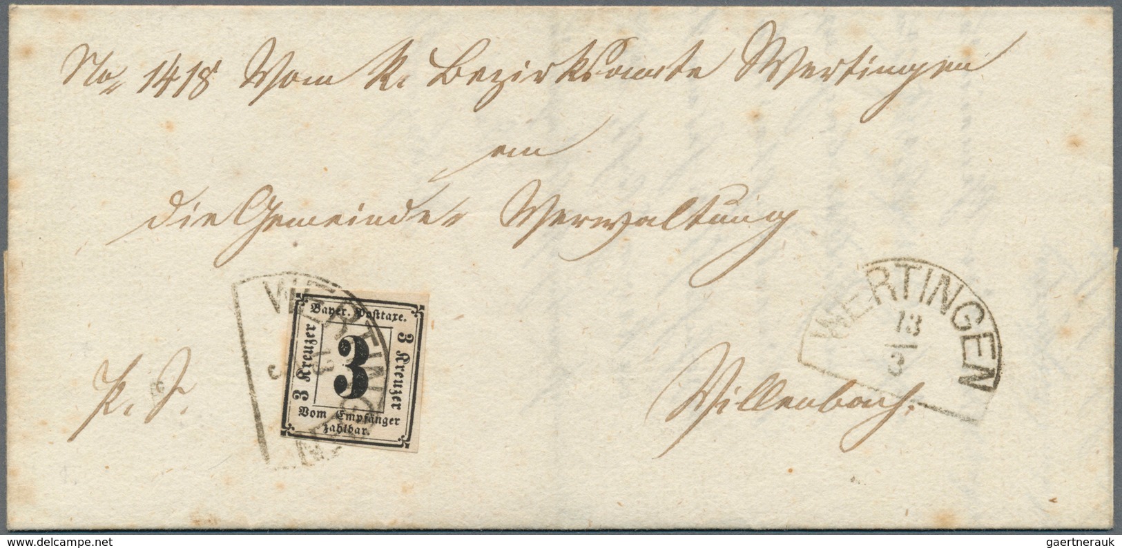 17199 Bayern - Portomarken: 1862, Portomarke 3 Kr. Schwarz, Allseits Voll/breitrandig Geschnitten Auf Falt - Other & Unclassified