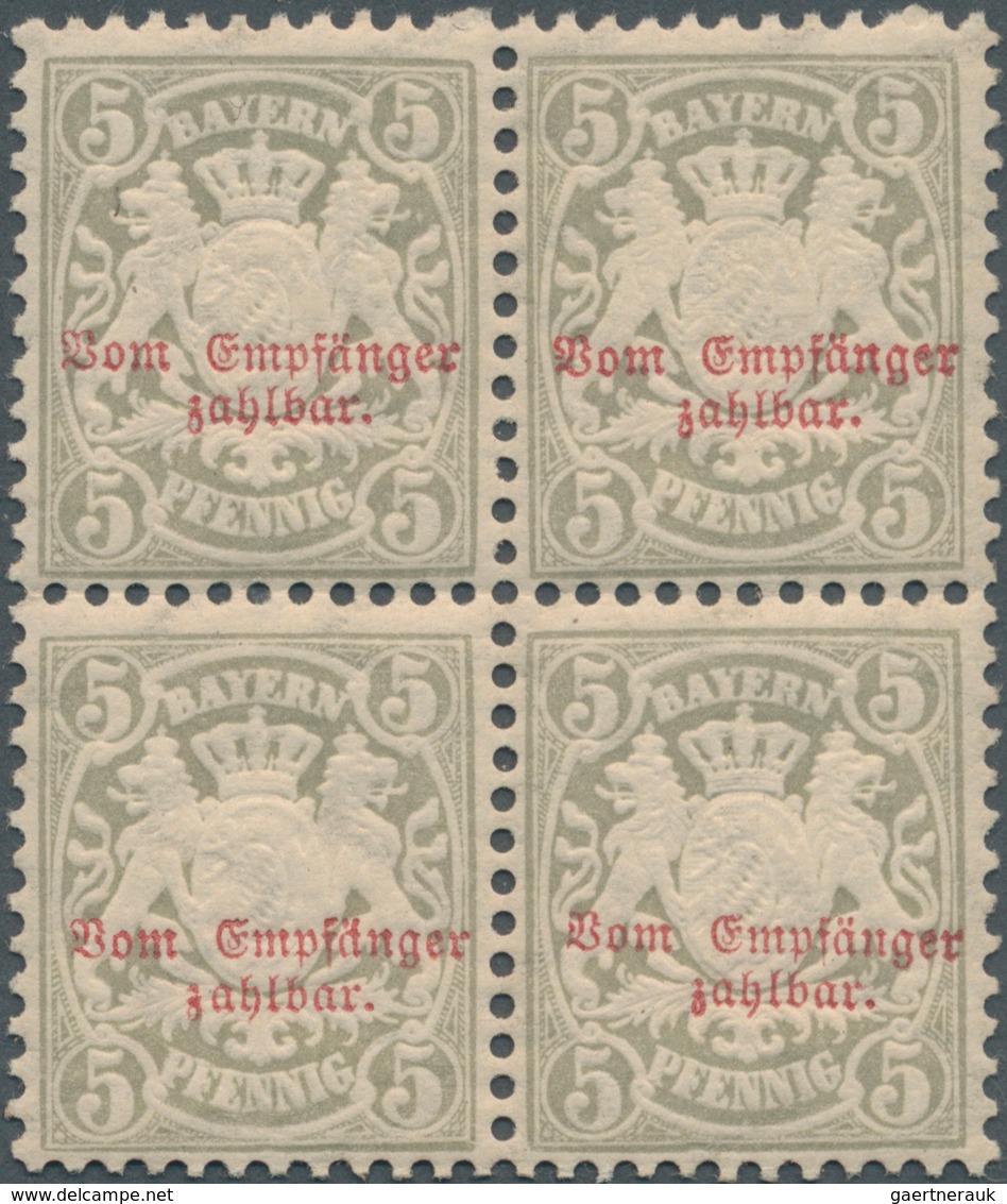 17200 Bayern - Portomarken: 1885, Wappenausgabe 5 Pf Mit Aufdruck, Postfrischer Viererblock In Tadelloser - Other & Unclassified