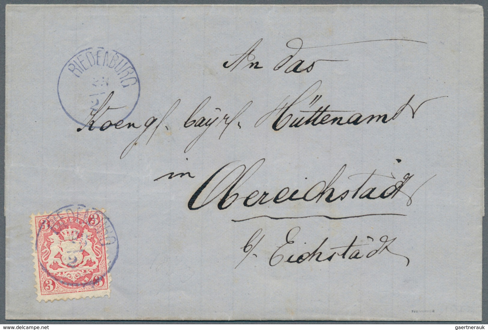 17220 Bayern - Ortsstempel: RIEDENBURG / 23 2 (wohl 1873), Zierstempel Type 17 Ohne Zierstücke In Violett - Other & Unclassified