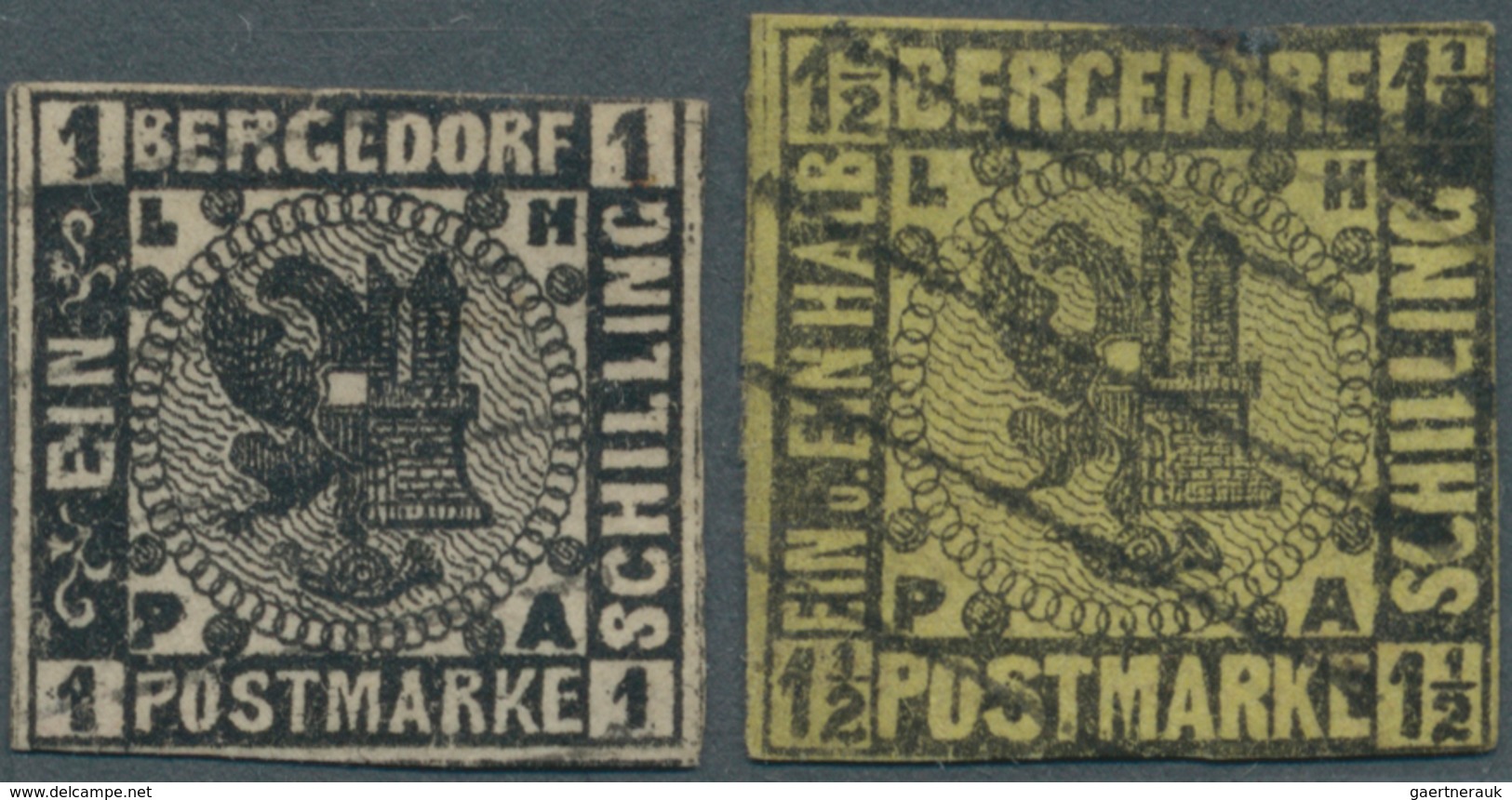 17239 Bergedorf - Marken Und Briefe: 1861, 1 Sch. Schwarz Auf Weiß Und 1½ Sch. Schwarz Auf Hellolivgelb, Z - Bergedorf