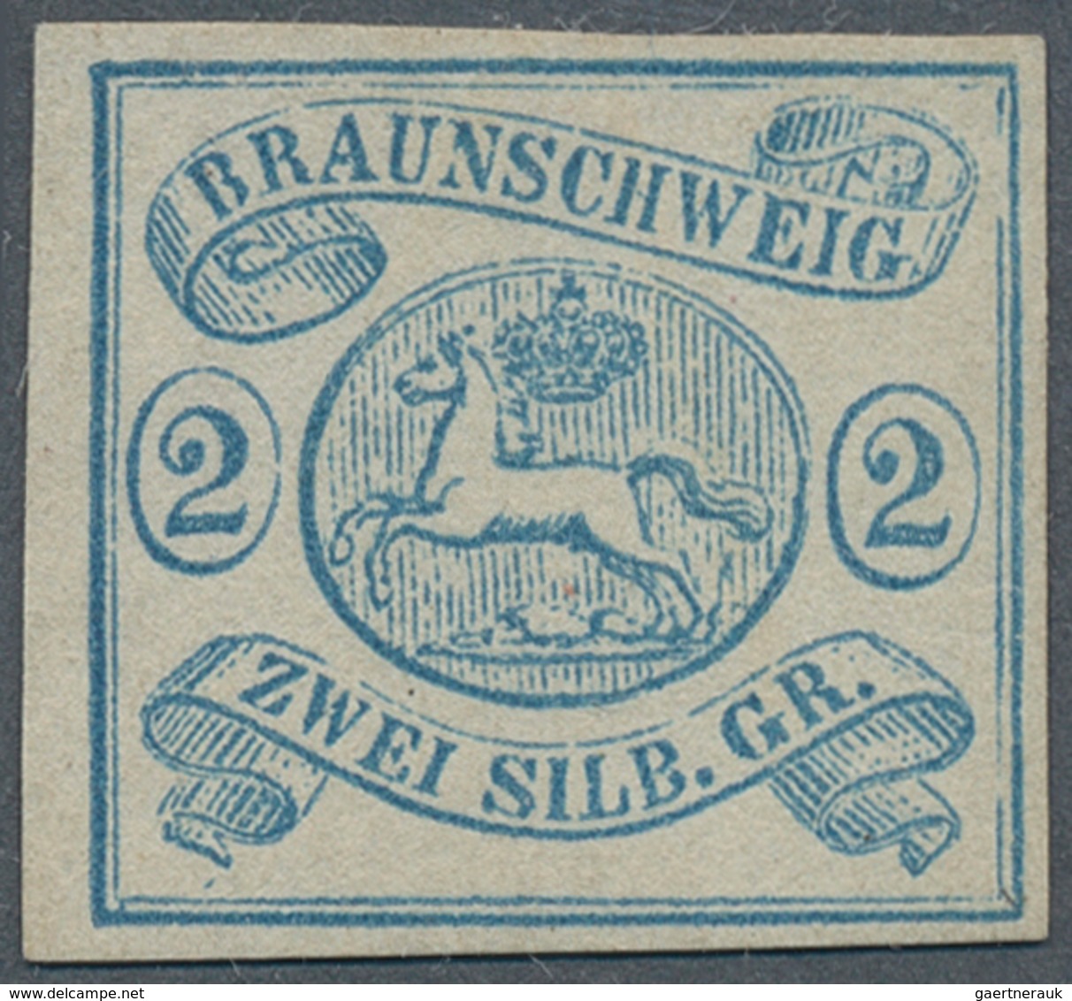 17241 Braunschweig - Marken Und Briefe: 1852, Wappenausgabe 2 Sgr. Hellblau, Ungebraucht Ohne Gummi, Farbf - Brunswick