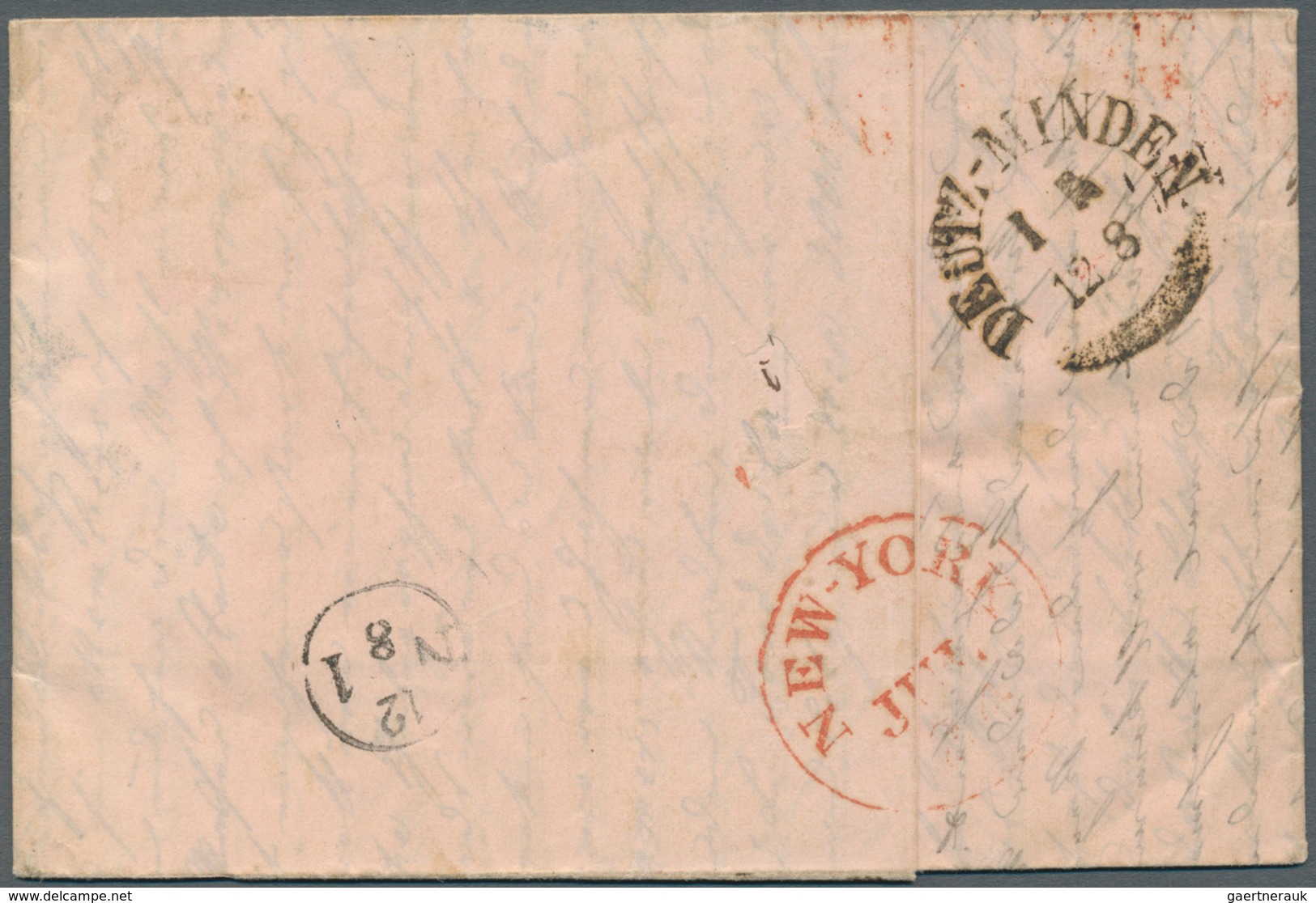 17269 Bremen - Stempel: Transit: 1851, "AMERICA ÜBER BREMEN 9 1/2 / 3", Roter L3 Sehr Klar Auf Kpl. Faltbr - Bremen