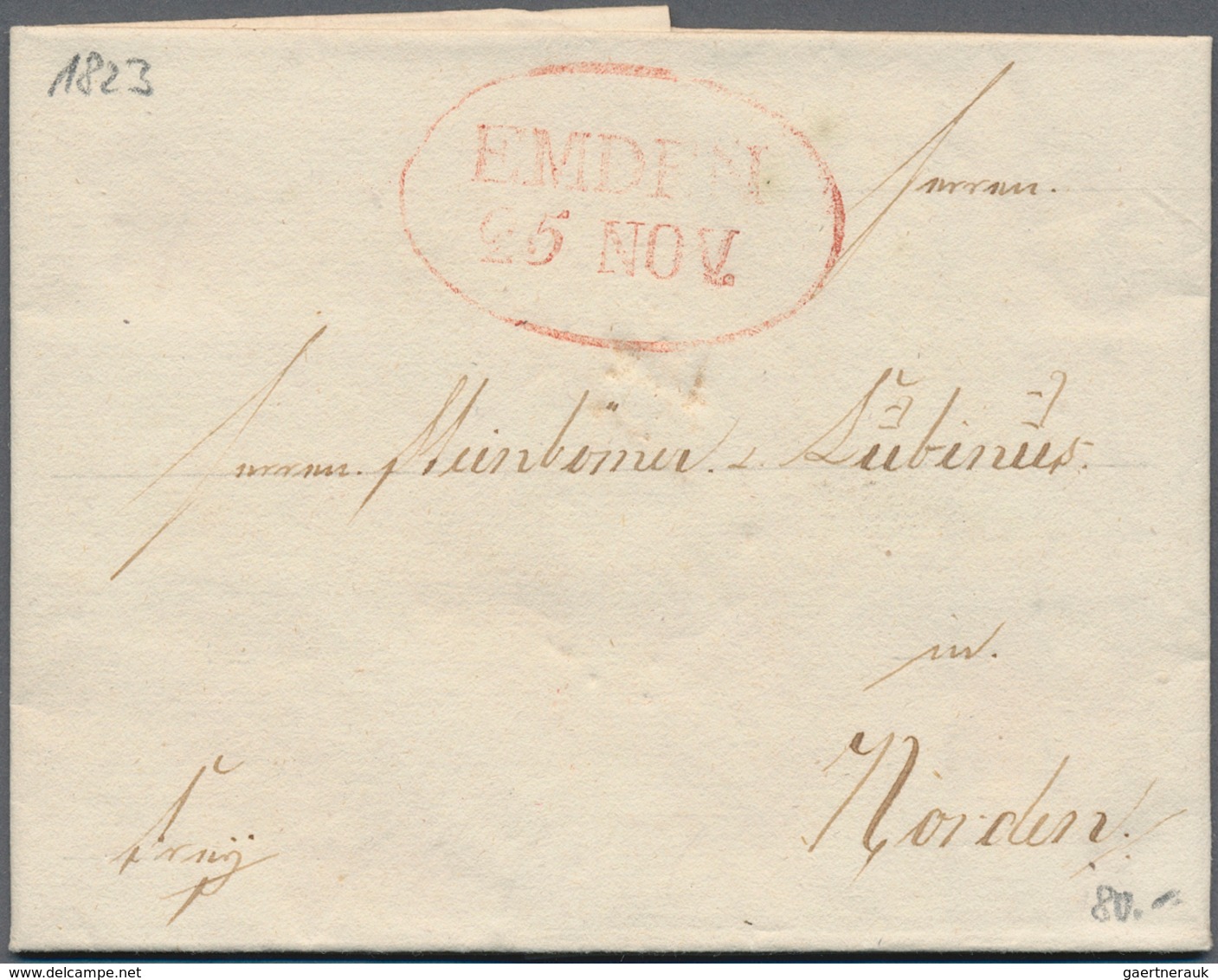 17305 Hannover - Vorphilatelie: 1812/1828, EMDEN, 3 Vorphilatelistische Briefe Mit Verschiedenen Stempeln: - Prephilately