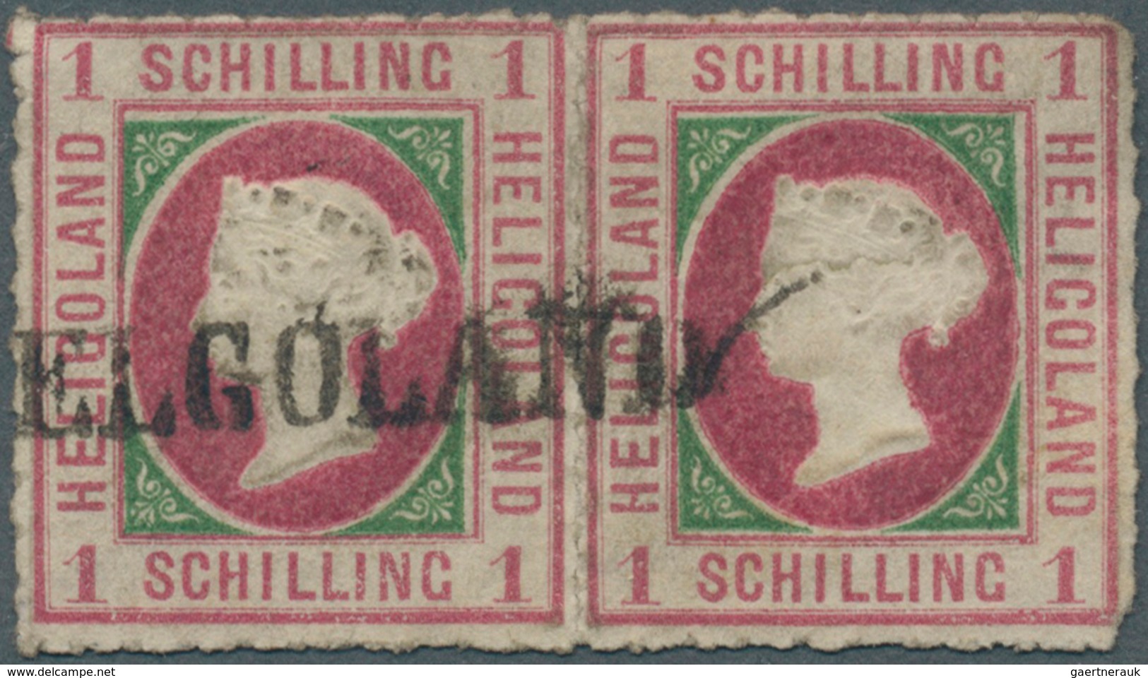 17316 Helgoland - Marken Und Briefe: 1867, 1 S Rosakarmin/dunkelgrün Im Waagerechten Paar Mit Zentrischem - Helgoland