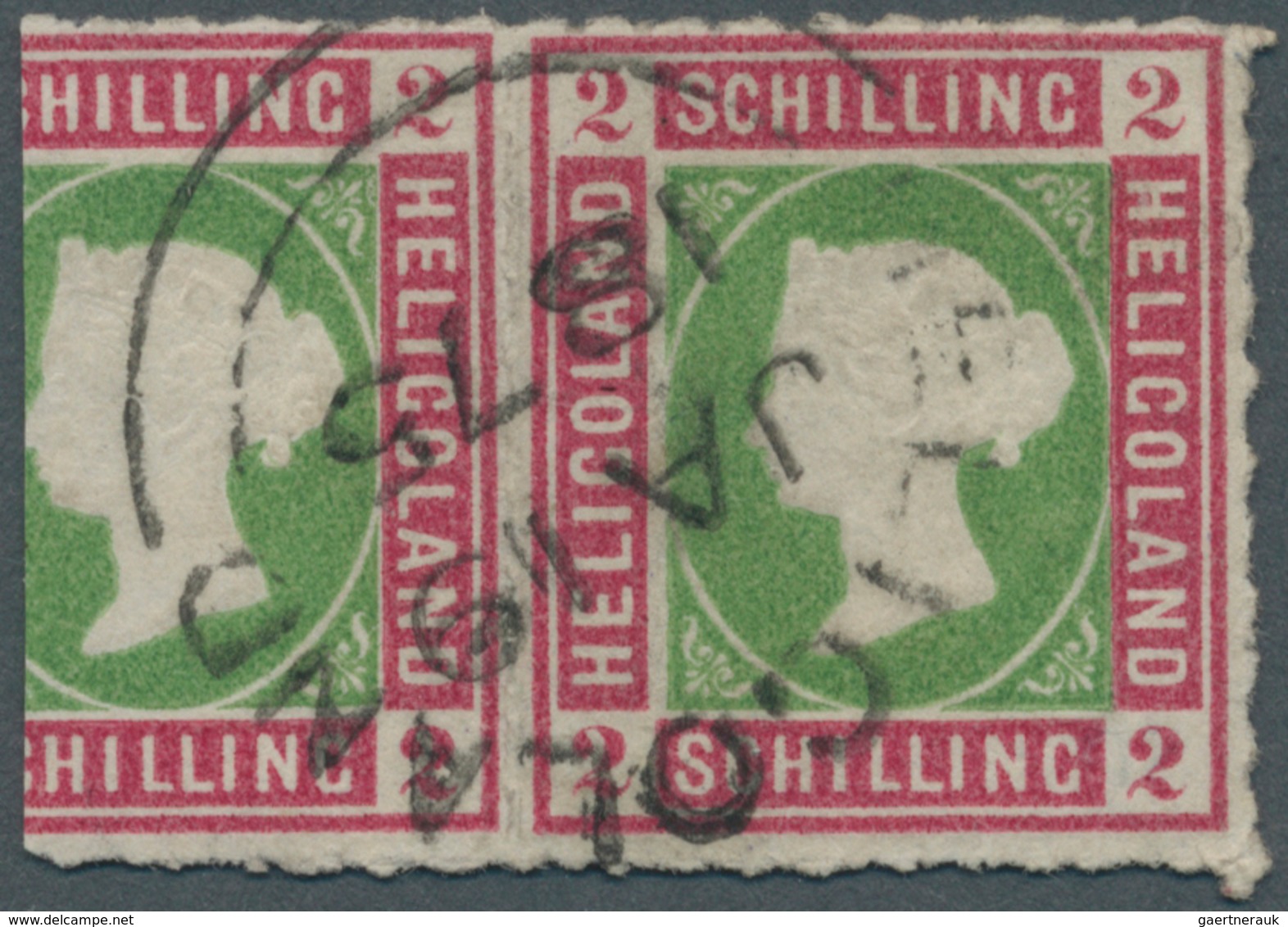 17318 Helgoland - Marken Und Briefe: 1867:2 Sh Grün/rot, Durchstochen, Entwertet Mit Englischem Rundstempe - Héligoland