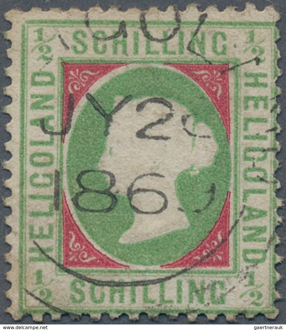 17320 Helgoland - Marken Und Briefe: 1/2 S Blaugrün/dunkelkarmin Gestempelt "HELGOLAND JY 26 1869". EXTREM - Heligoland