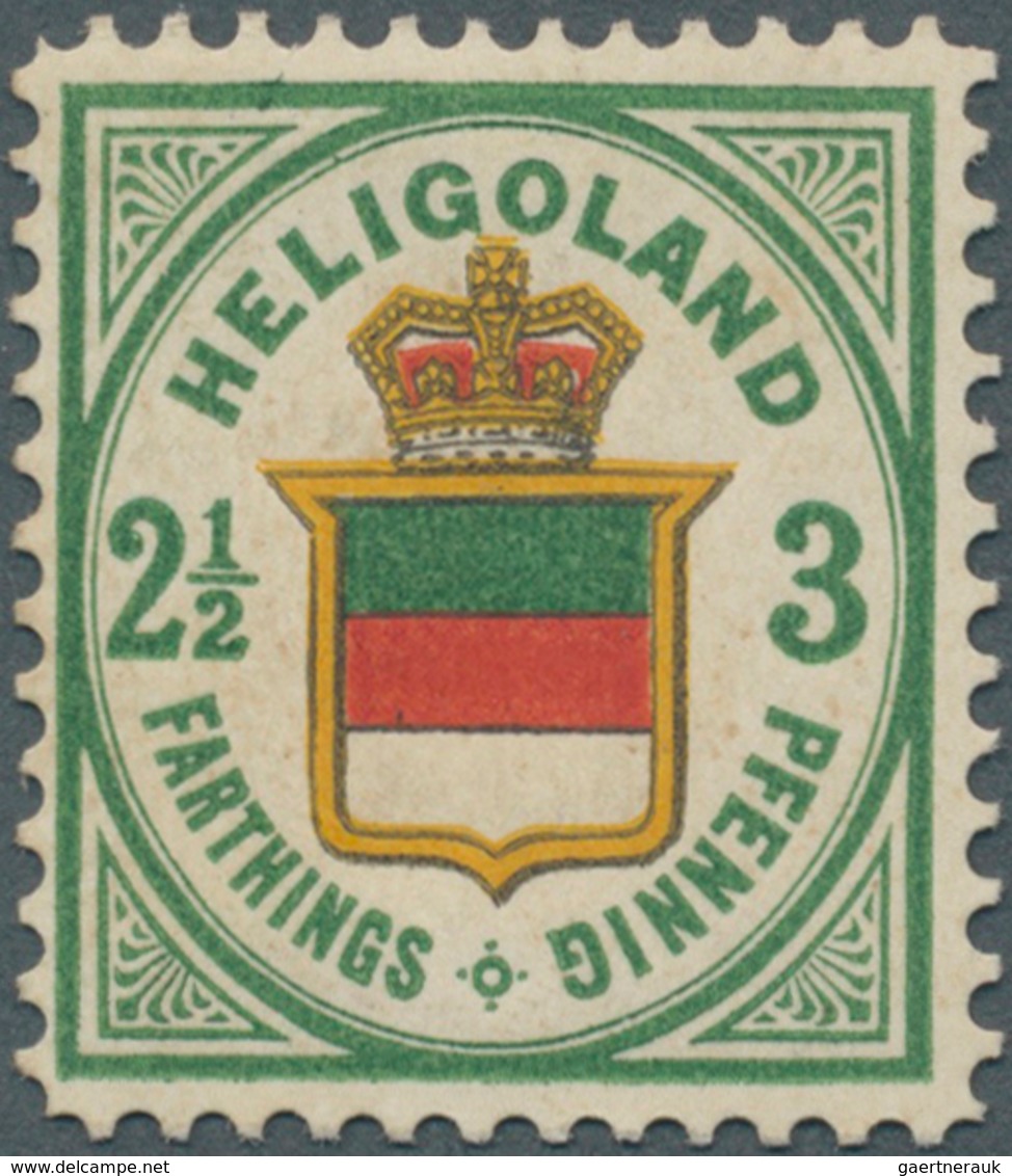 17326 Helgoland - Marken Und Briefe: 1876, 3 Pf./2 ½ F. Dunkelgrün/zinnoberrot/goldgelb PROBEDRUCK Dickes - Heligoland