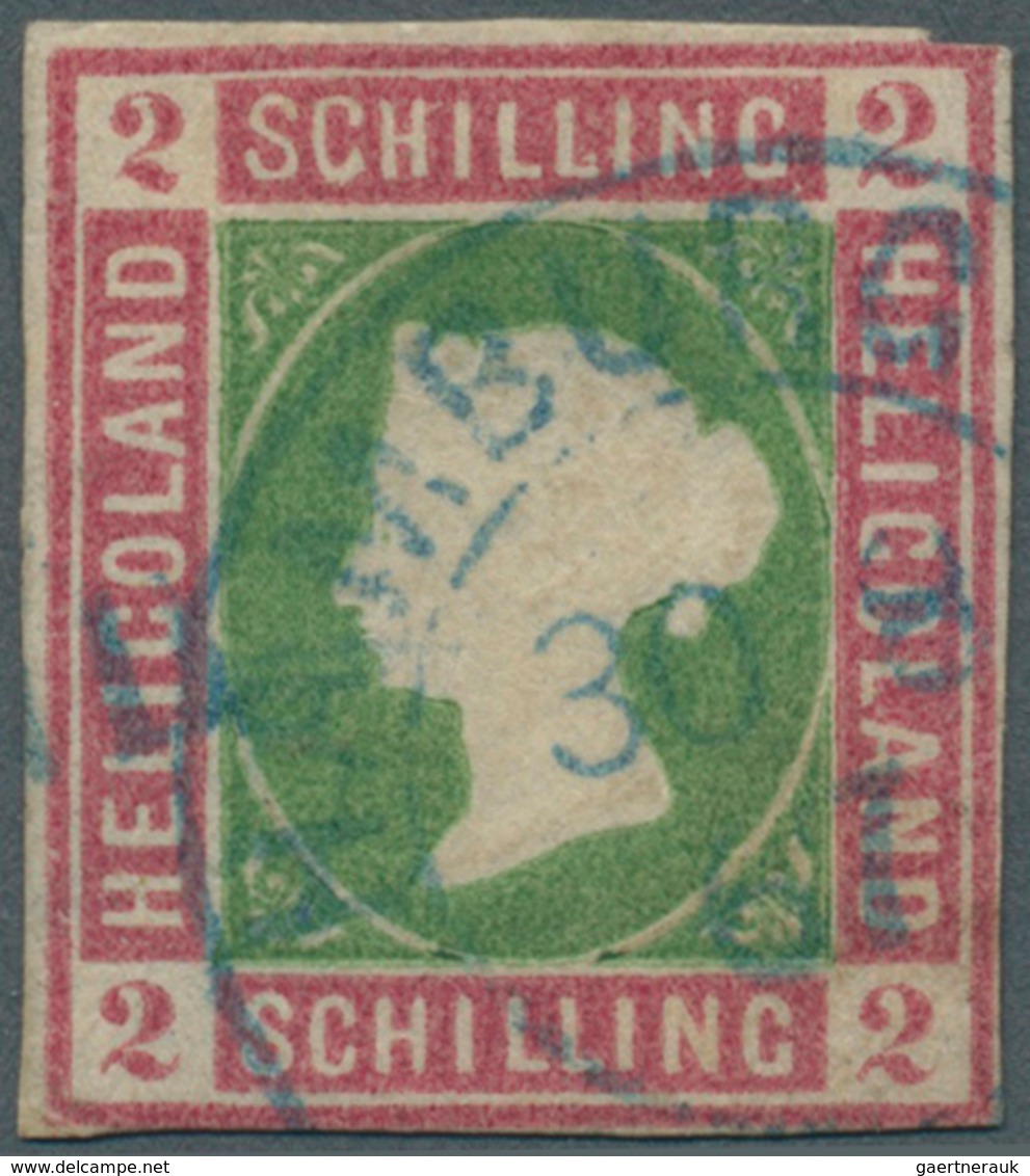 17330 Helgoland - Stempel: "HAMBURG 30 9 67" Seltener Blauer K2 Zentrisch Auf 2 S Durchstochen, Farbfrisch - Heligoland