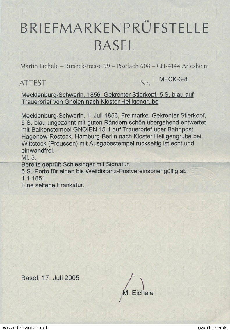17339 Mecklenburg-Schwerin - Marken Und Briefe: 1856: 5 Sch. Blau, Breitrandig Geschnitten Und Taufrisch A - Mecklenburg-Schwerin