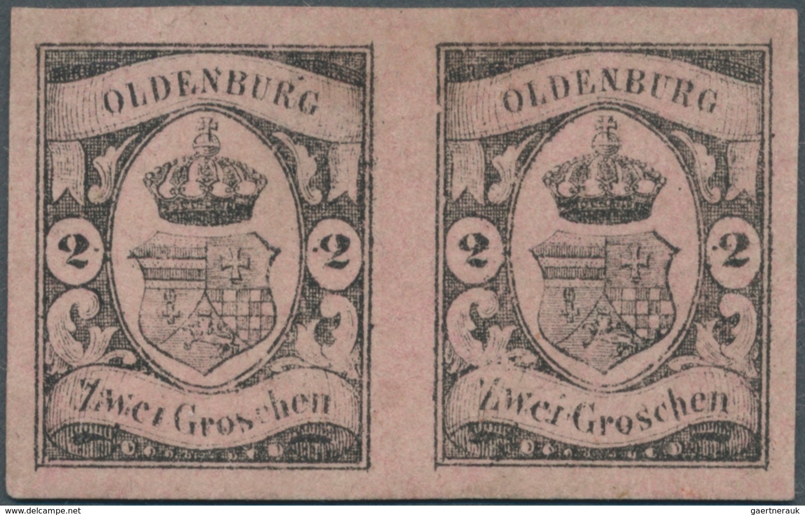 17355 Oldenburg - Marken Und Briefe: 1859, Oldenburg 2 Groschen Schwarz Auf Rosa Waagrechtes UNGEBRAUCHTES - Oldenburg