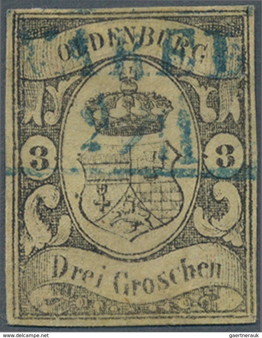 17357 Oldenburg - Marken Und Briefe: 1859, 3 Gr. Schwarz Auf Mittelgraugelb, Allseits Noch Vollrandiges St - Oldenburg