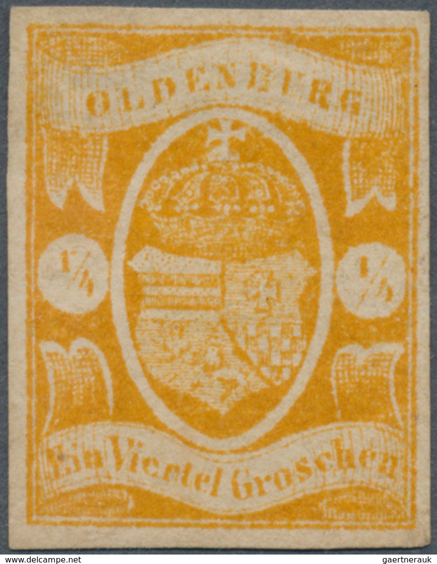 17359 Oldenburg - Marken Und Briefe: 1861, 1/4 Groschen Gelborange Ungebraucht Mit RÜCKSEITIGEM ABKLATSCH - Oldenbourg