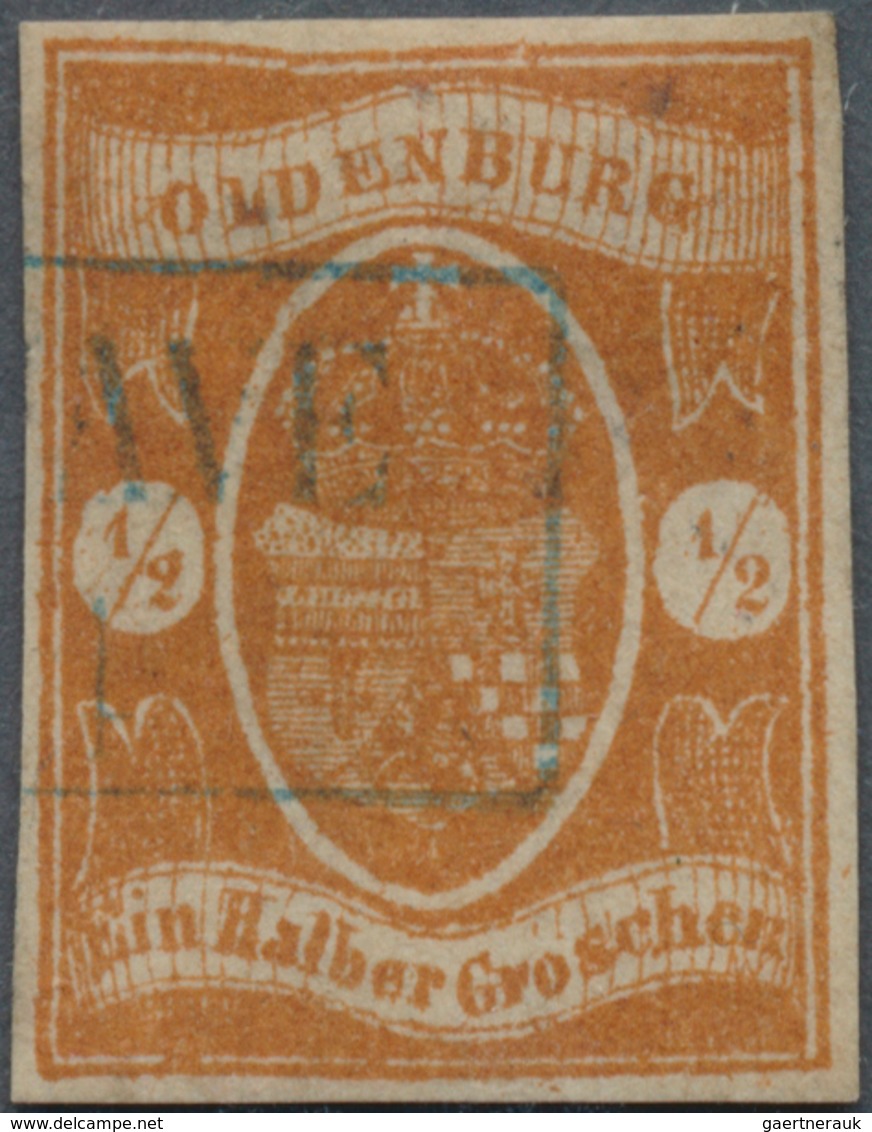 17362 Oldenburg - Marken Und Briefe: 1859, 1/2 Gr. Braunorange Mit Plattenfehler "Oberrand Eingedellt Und - Oldenburg