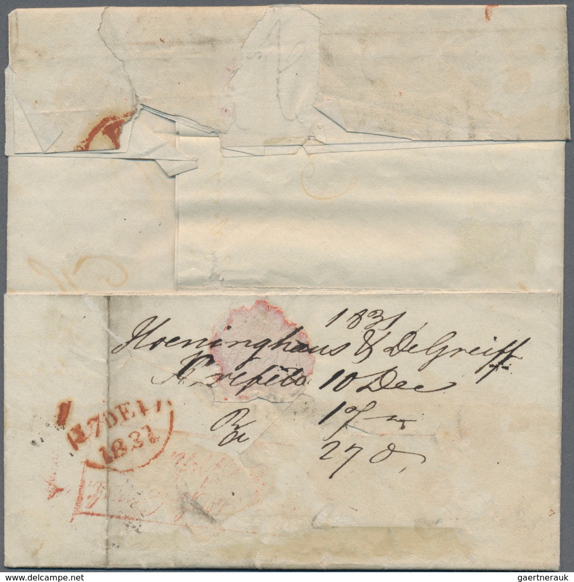 17379 Preußen - Vorphilatelie: 1831, "CREFELD 10.12.", EKr. Recht Klar Auf Komplettem Faltbrief Mit Leitve - Prephilately