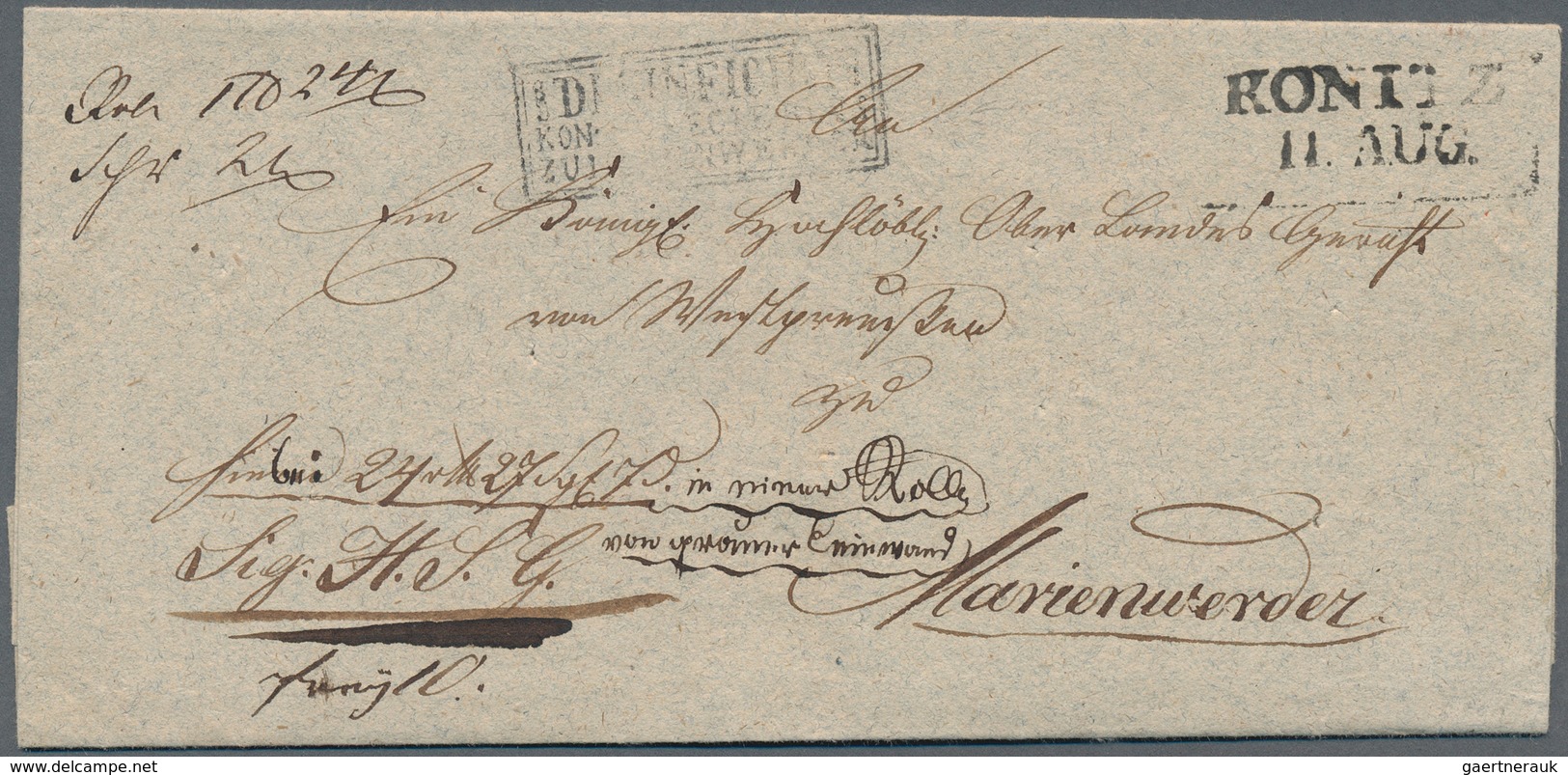 17382 Preußen - Vorphilatelie: 1838/39, CHOLERA-Ra3 Als Doppel-Rahmenstempel "DESINFICIERT KÖN. PR. REGIER - Prephilately