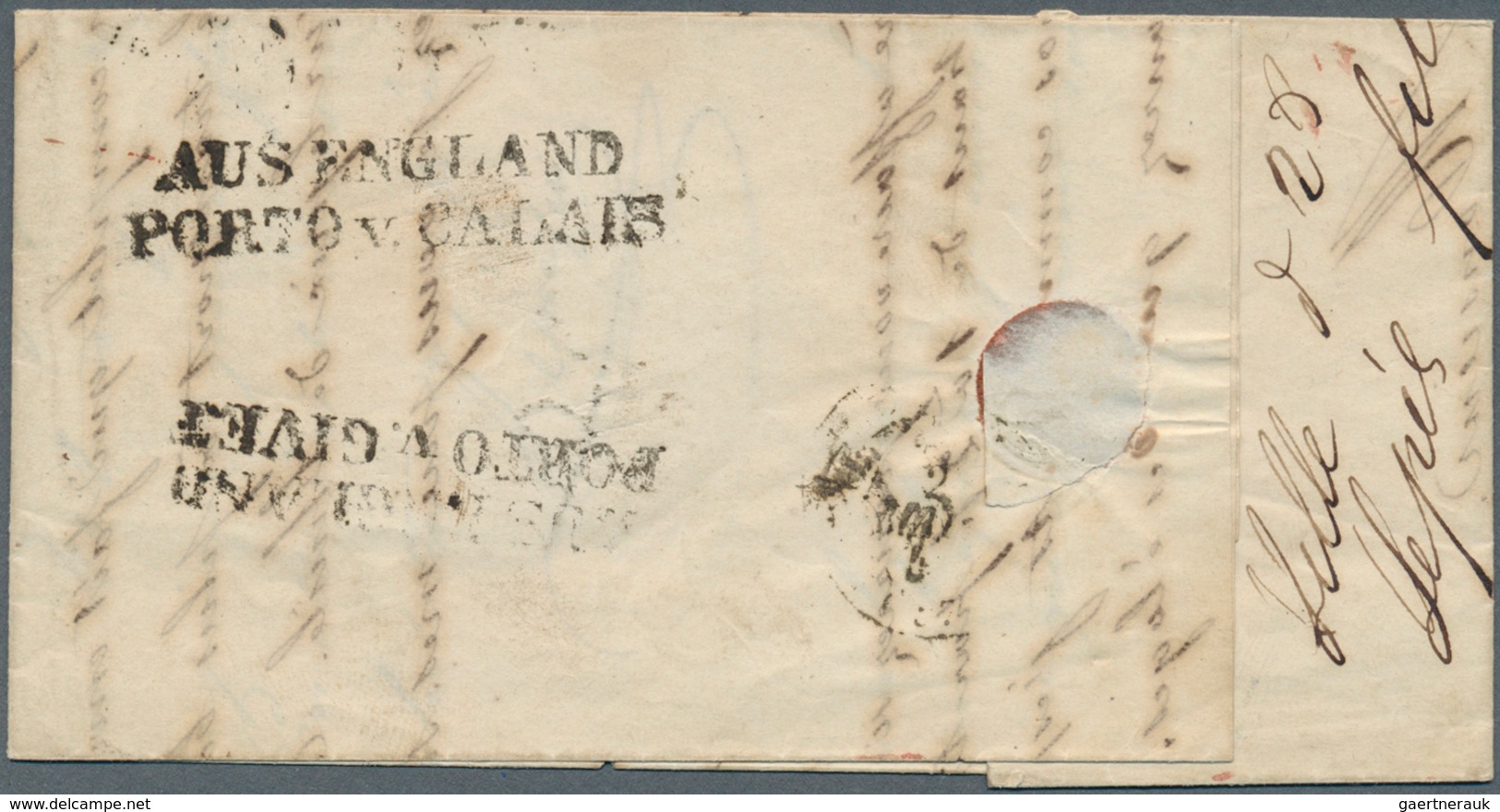 17384 Preußen - Vorphilatelie: 1846, "Aus England/Porto Von Calais" L2 Vorderseitg Und Rückseitig, Sowie R - Prephilately