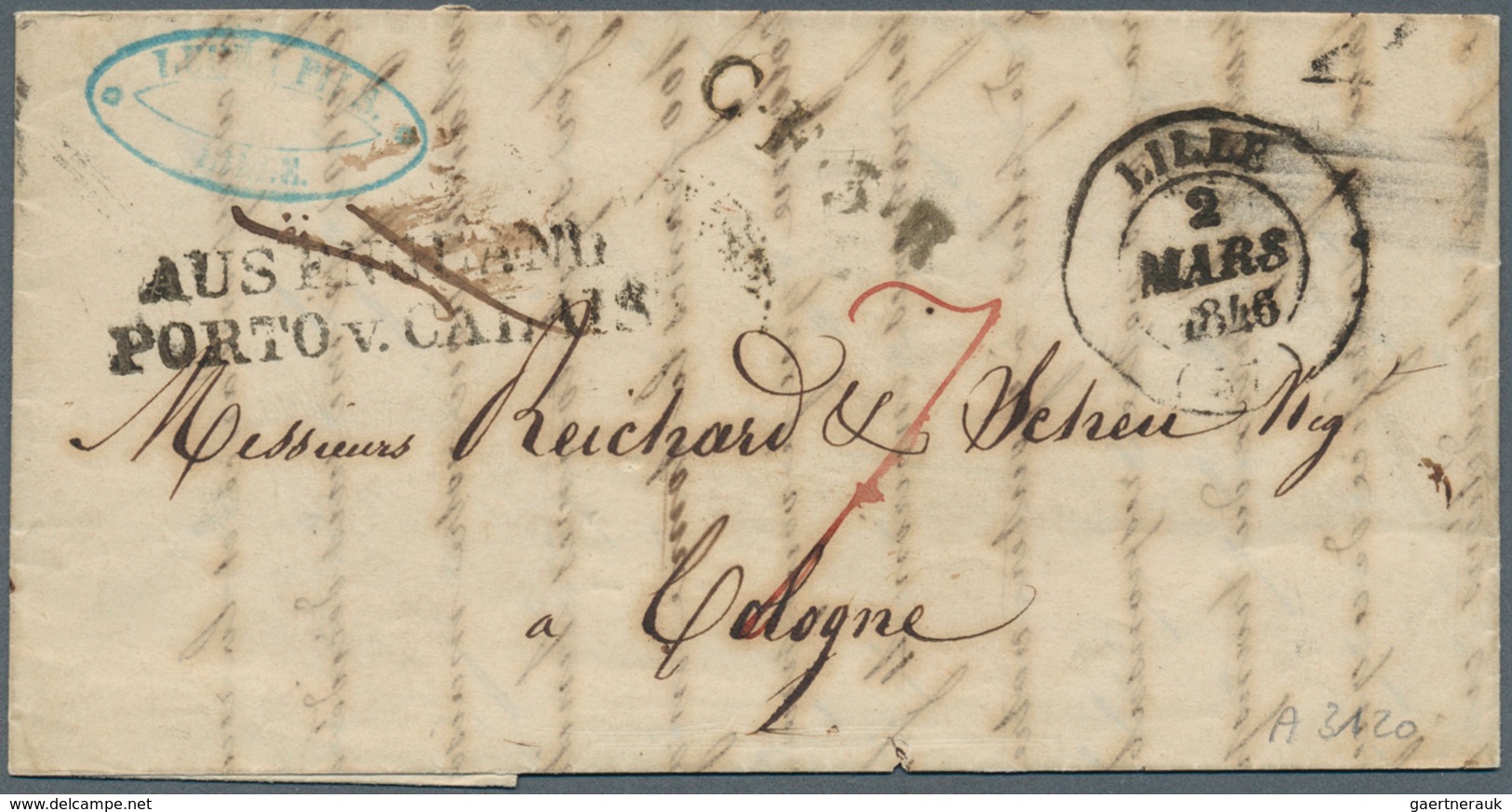 17384 Preußen - Vorphilatelie: 1846, "Aus England/Porto Von Calais" L2 Vorderseitg Und Rückseitig, Sowie R - Prephilately