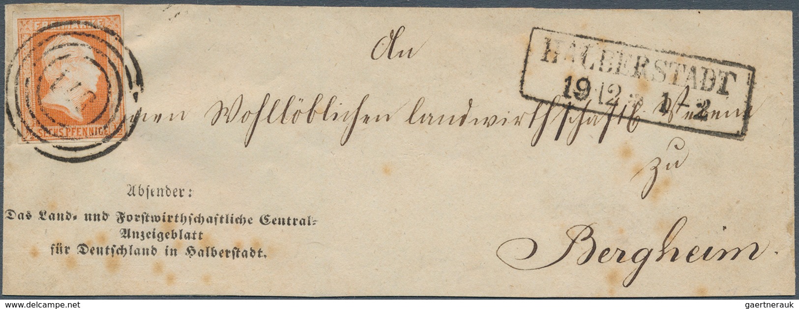 17388 Preußen - Marken Und Briefe: 1850, Wilhelm IV ½ Sgr. Orange Gest "571" (Halberstadt) Auf VORDRUCK-St - Other & Unclassified
