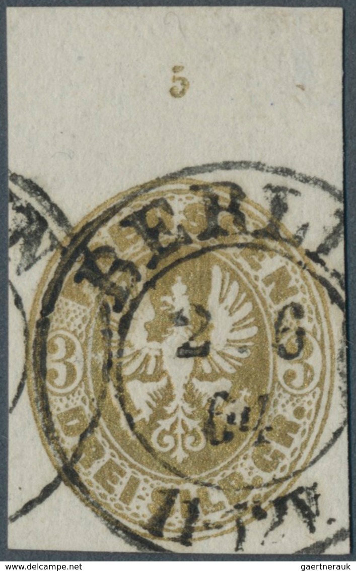 17411A Preußen - Marken Und Briefe: 1864, Probedruck Der 3 Sgr. Geschnitten In Goldbronze Statt Ockerbraun - Other & Unclassified