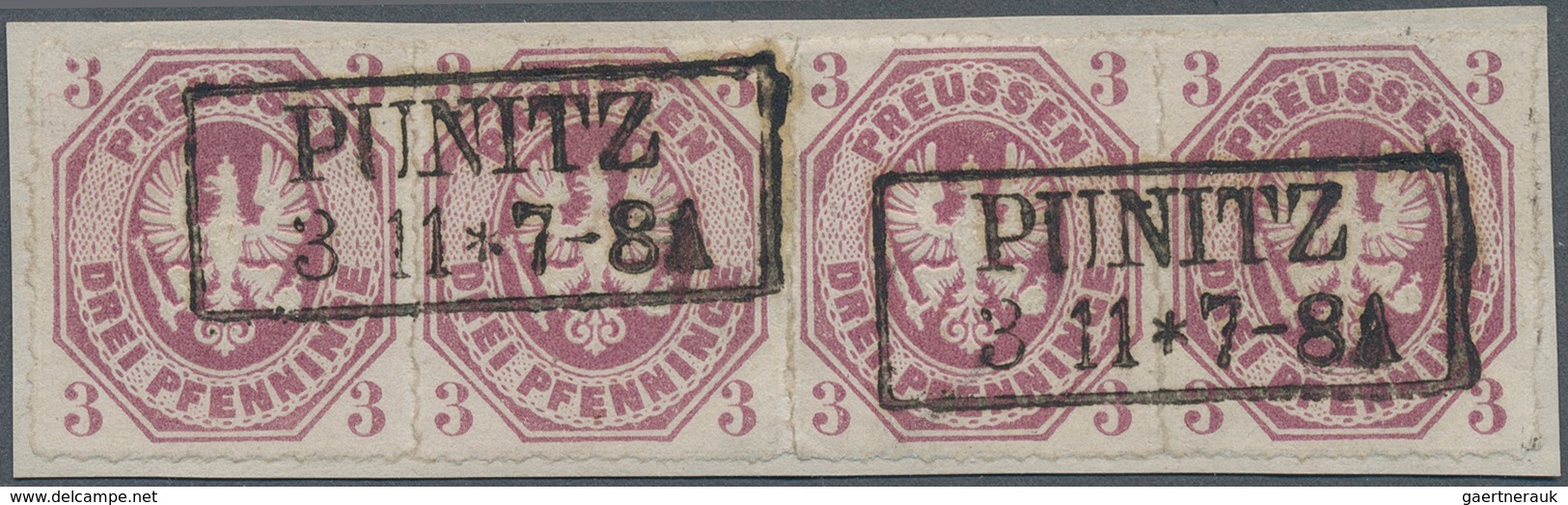 17412 Preußen - Marken Und Briefe: 1865, 3 Pfg. Graulila Im Waagerechten 4er-Streifen Mit Zwei Klaren Ra2 - Altri & Non Classificati