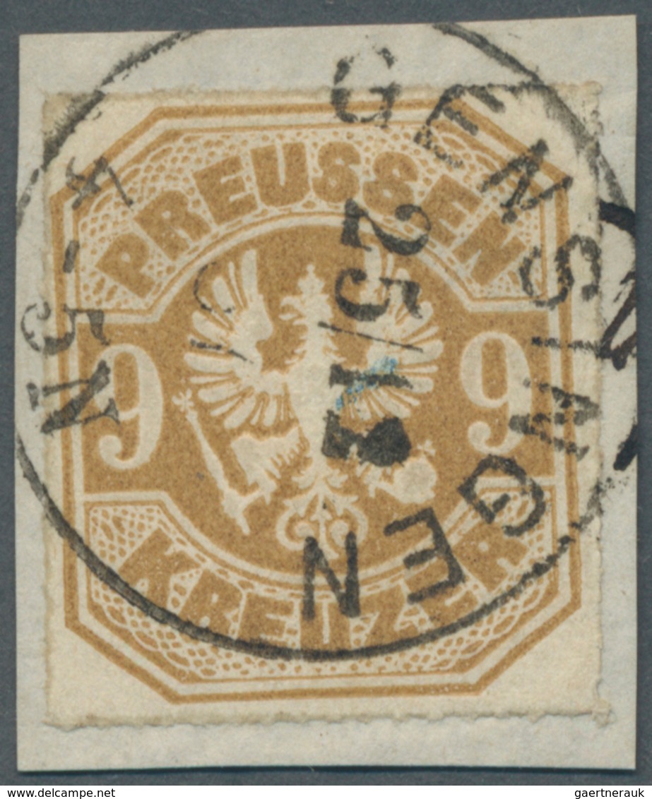 17429 Preußen - Ortsstempel: 1867, GENSINGEN, Kabinettbriefsürck Mit 9 Kreuzer Durchstochen. Diese Postamt - Other & Unclassified