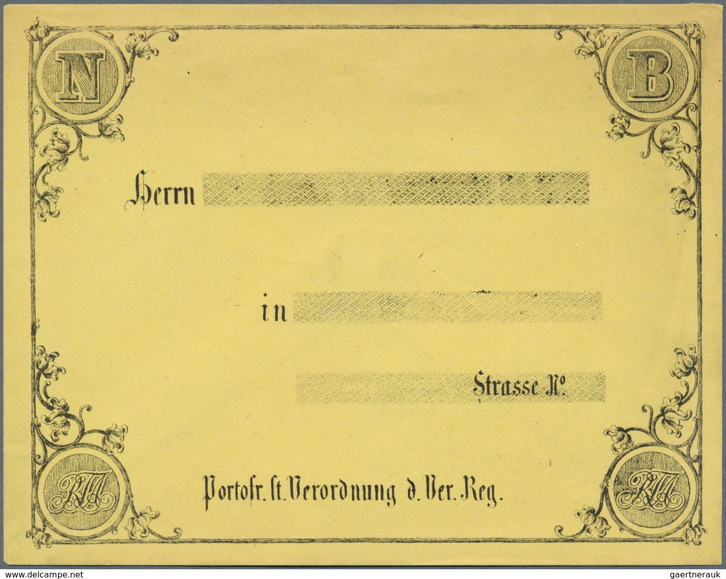 17440 Preußen - Besonderheiten: 1867, Ungebrauchter Gelber Vordruck-Umschlag Mit Vs. Adressvordruck, In De - Other & Unclassified