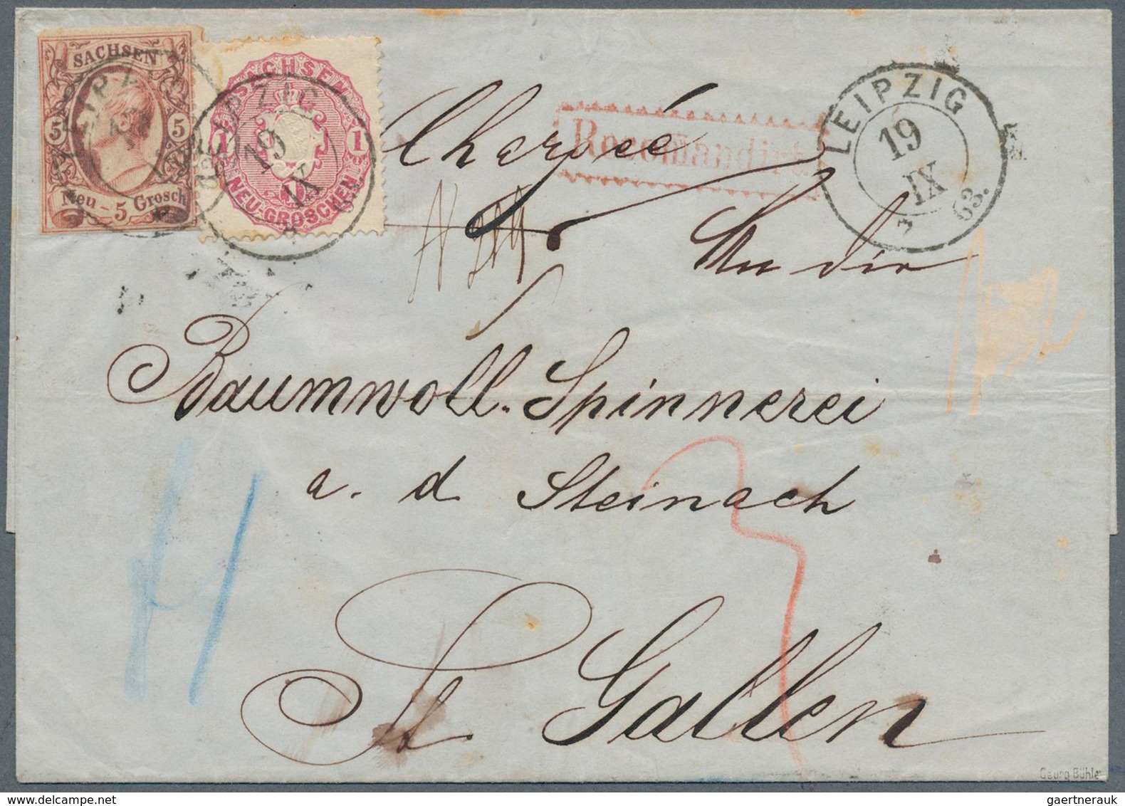 17449 Sachsen - Marken Und Briefe: 1863, 5 Ngr Bräunlichrot Johann Und 1 Ngr Magenta Wappen, Leicht überla - Saxony