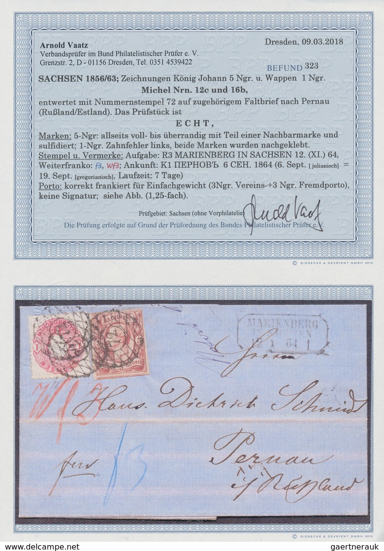 17450 Sachsen - Marken Und Briefe: 1856/1863, 5 Ngr Karminrosa Johann I., Allseits Voll- Bis überrandig, U - Saxe