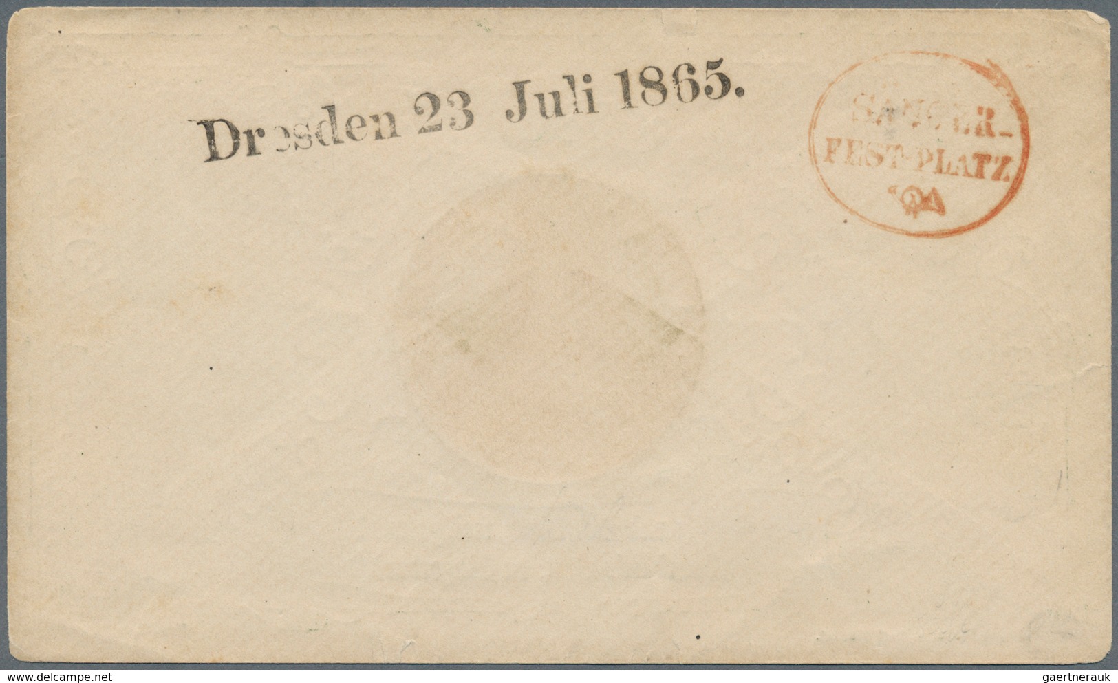 17456 Sachsen - Ortsstempel: "Dresden 23 Juli 1865" Schwarzer L1 Und Roter Ovalstpl. "SÄNGER-FESTPLATZ" Au - Saxony