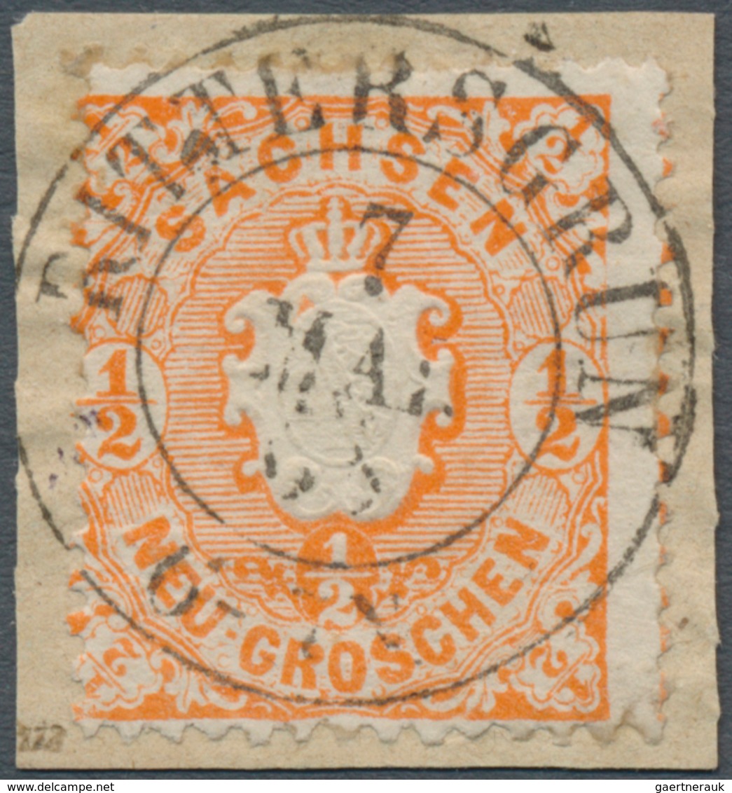 17457 Sachsen - Ortsstempel: RITTERGRÜN 7 MAI 66 Glasklarer Zentrischer K2 Auf Luxus-Briefstück ½ Ngr. Rot - Saxony