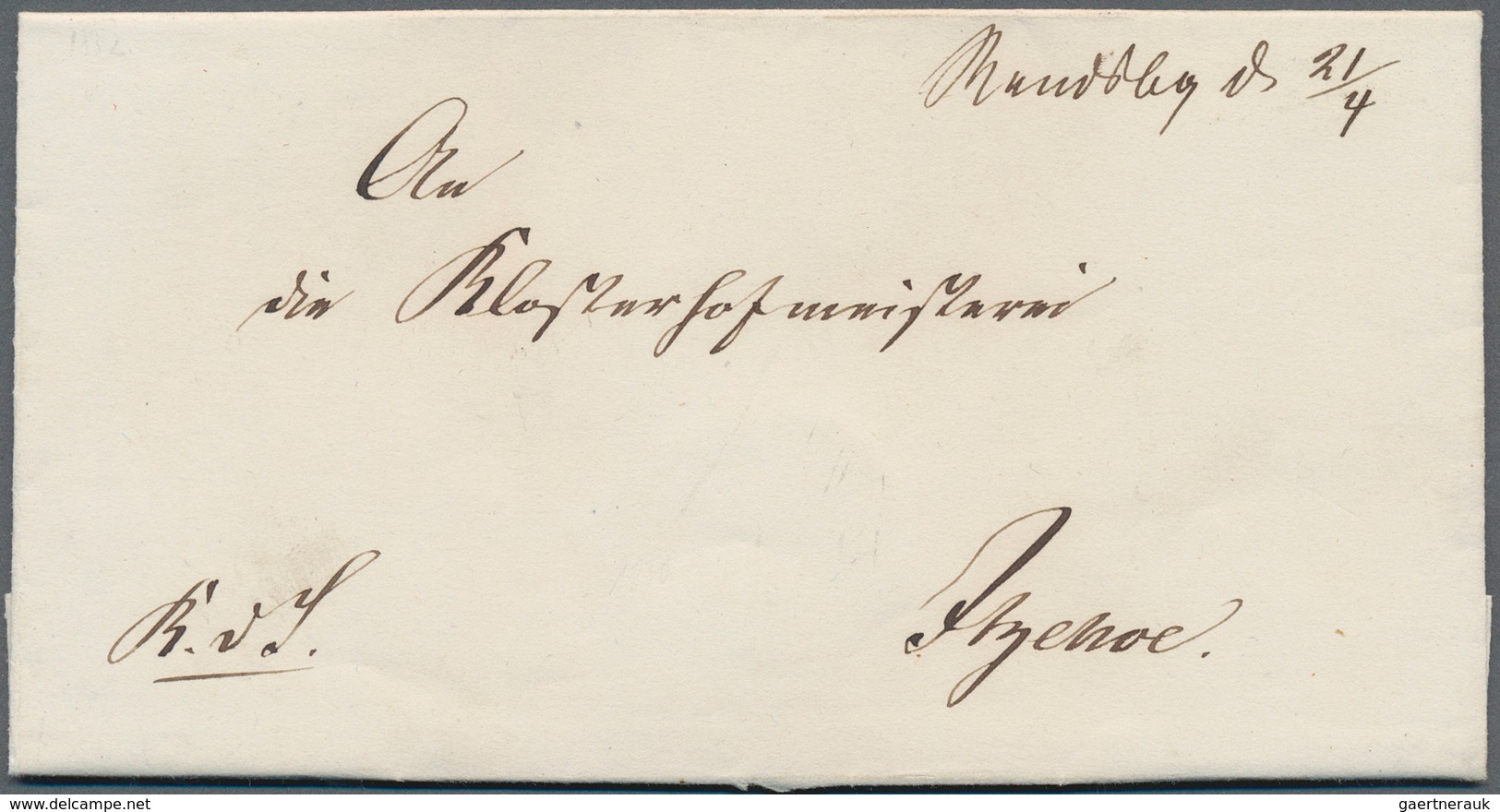 17464 Schleswig-Holstein - Vorphilatelie: 1852, "Rendsbg D 21/4", Handschriftlich Auf Portofreier Königlic - Prephilately