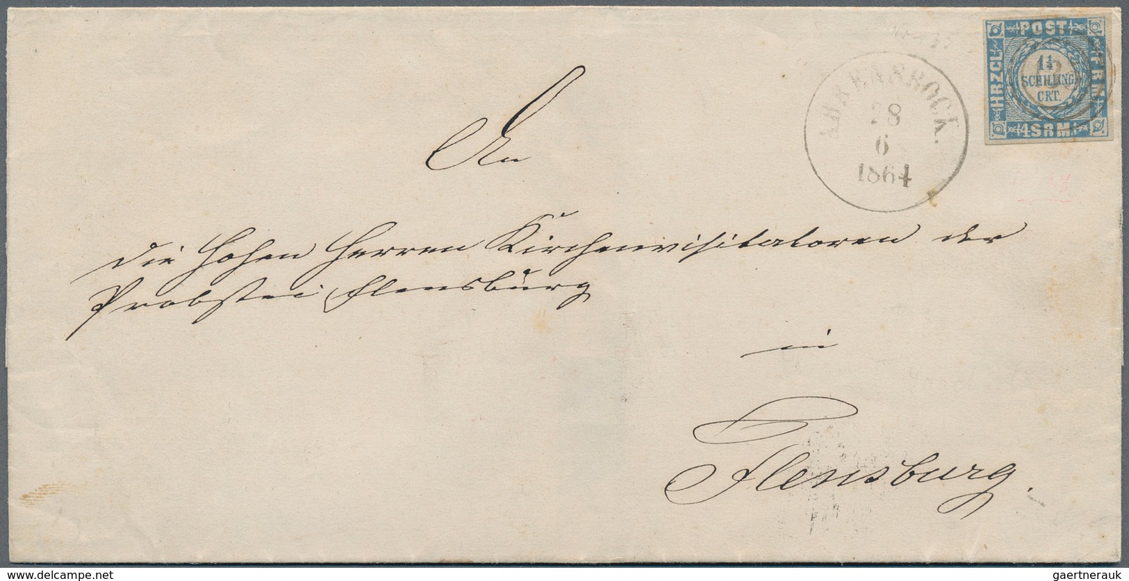 17470 Schleswig-Holstein - Dreiringstempel: 1864, 1 1/4 S Grauultramarin, Allseits Vollrandig, Entwertet M - Other & Unclassified