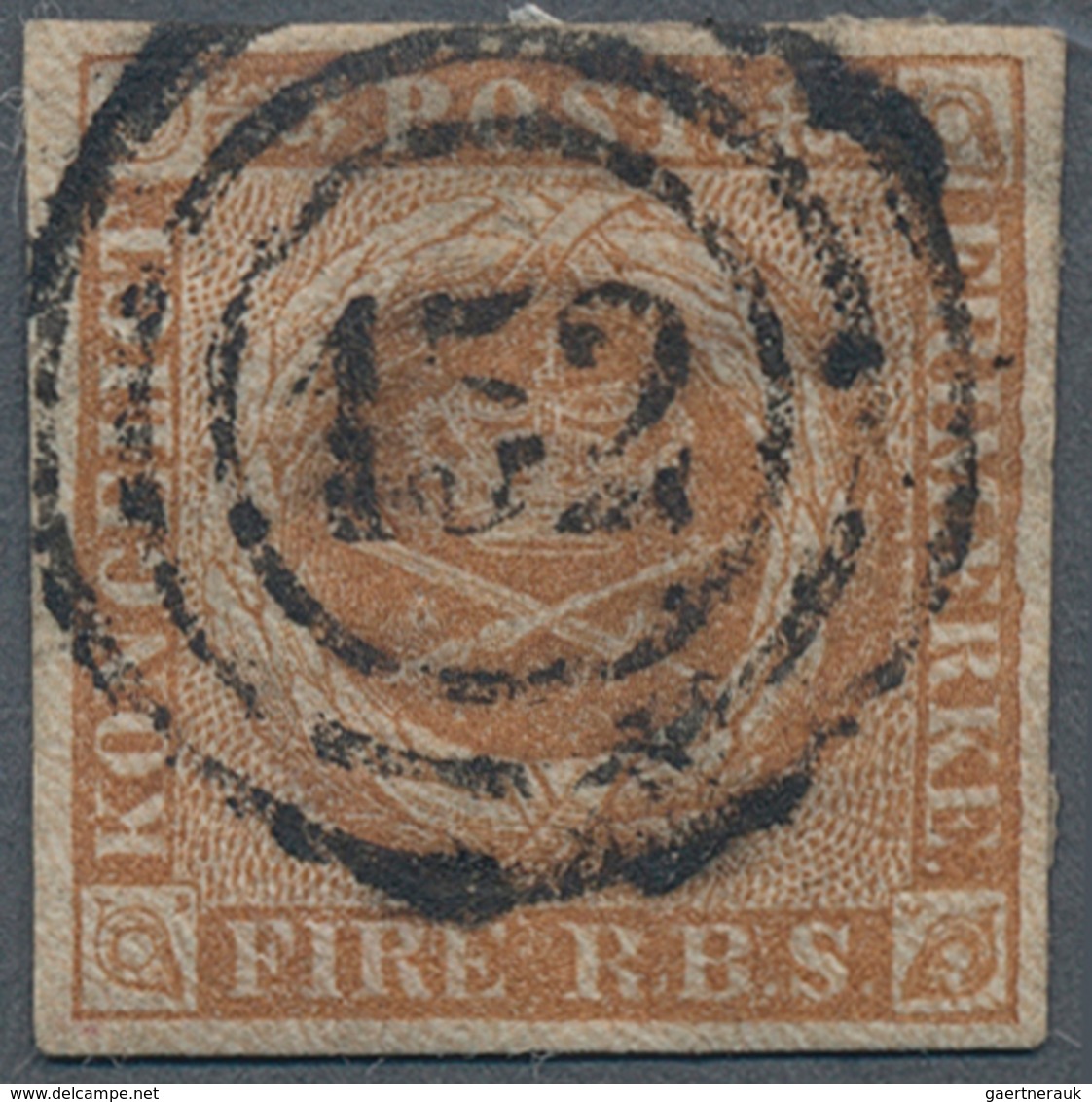 17472 Schleswig-Holstein - Stempel Auf Dänemark: 1852, 4 S Braun Mit Dreikreisnummernstempel "152" (Schwar - Other & Unclassified