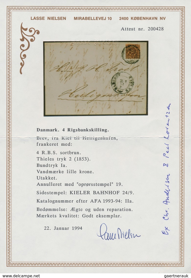 17475 Schleswig-Holstein - Stempel Auf Dänemark: 1853, Fire R.B.S. Schwarzbraun, Entwertet Mit Nachverwend - Other & Unclassified