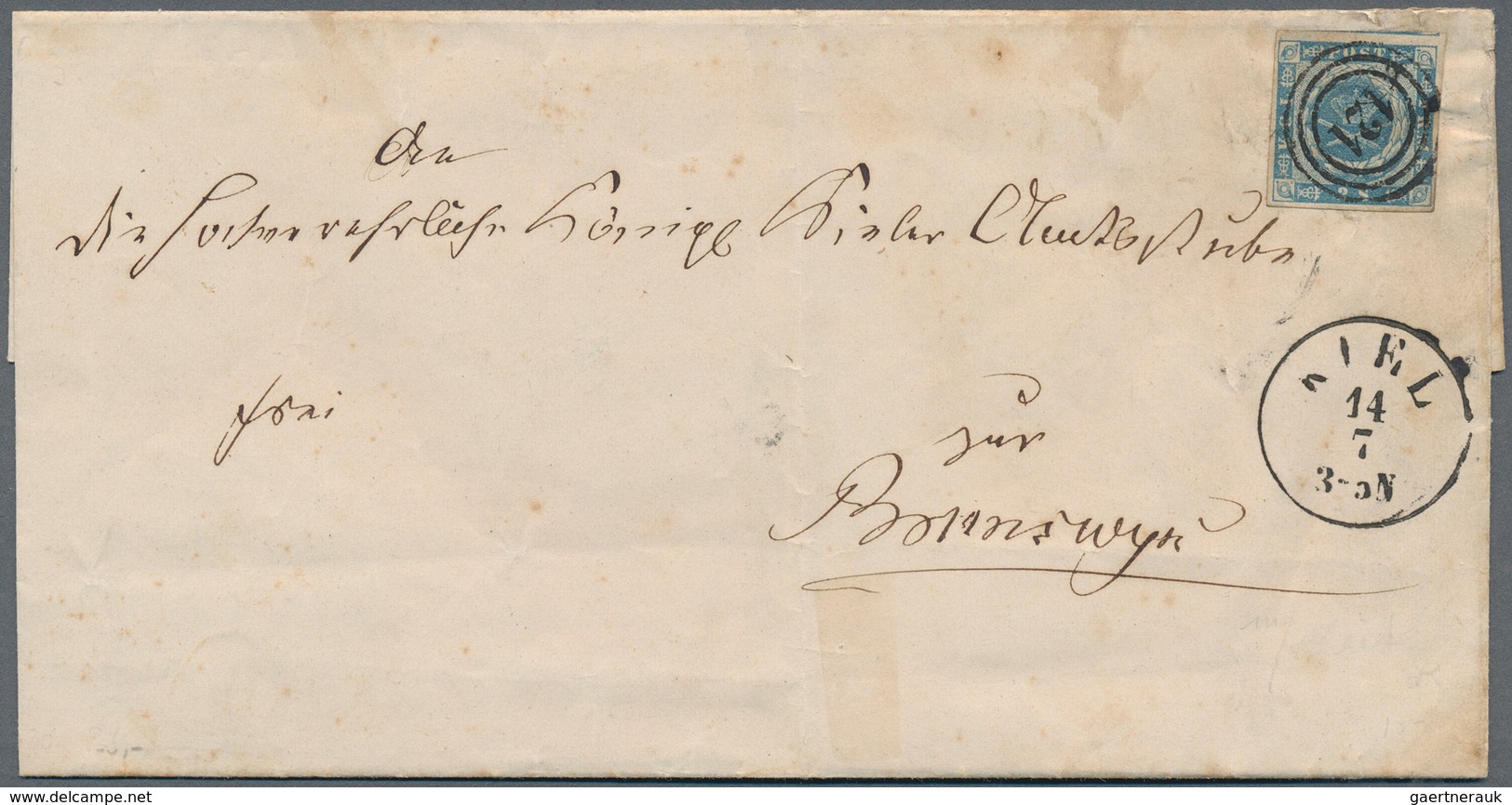 17480 Schleswig-Holstein - Stempel Auf Dänemark: 1855, 2 S Blau, Allseits Voll- Bis Breitrandig, Entwertet - Other & Unclassified