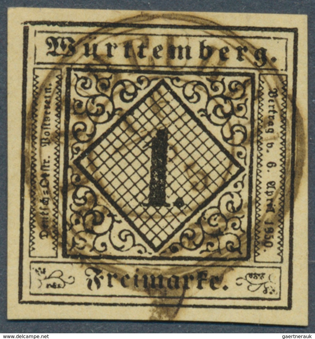 17512 Württemberg - Marken Und Briefe: 1851, 1 Kr Schwarz In C-Farbe Altelfenbein, Sehr Breitrandiges Luxu - Andere & Zonder Classificatie