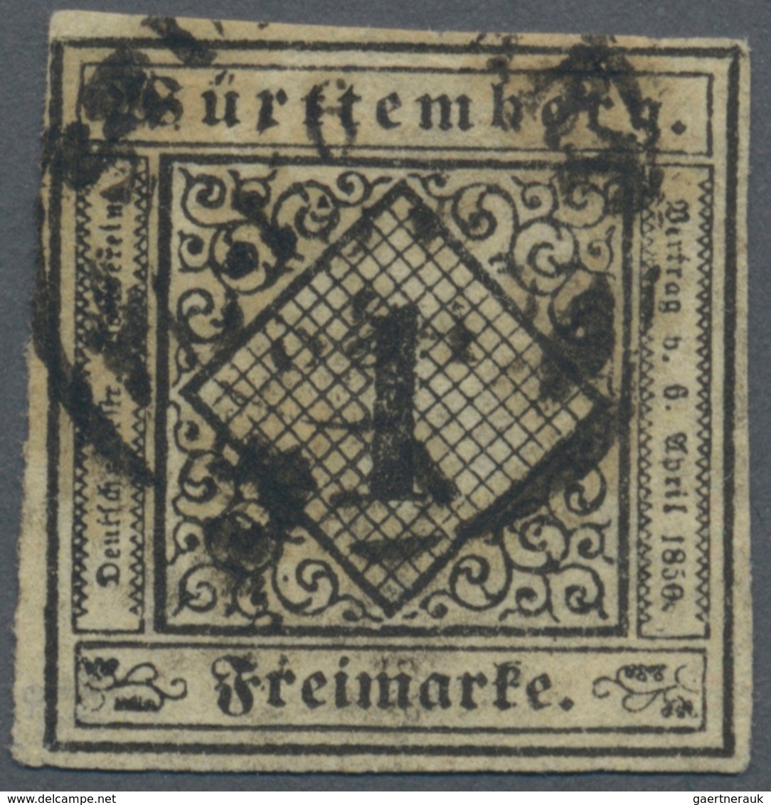 17515 Württemberg - Marken Und Briefe: 1851, 1 Kreuzer Schwarz A. Hellgraugelbem SEIDENPAPIER Entwertet Mi - Other & Unclassified