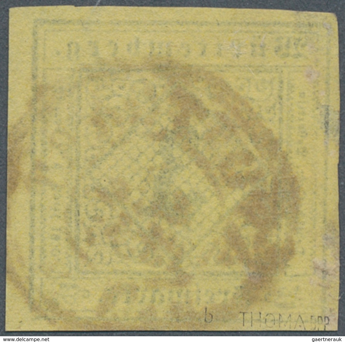 17519 Württemberg - Marken Und Briefe: 1851, 3 Kr. Schwarz Auf B-Papierfarbe SCHWEFELGELB Mit Zentrischem - Other & Unclassified