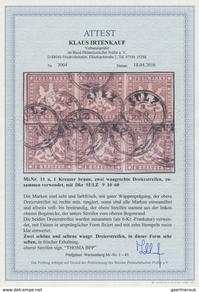 17554 Württemberg - Marken Und Briefe: 1859, Freimarken 1 Kr Baun Ohne Seidenfaden In Zwei Waagerechten Dr - Andere & Zonder Classificatie