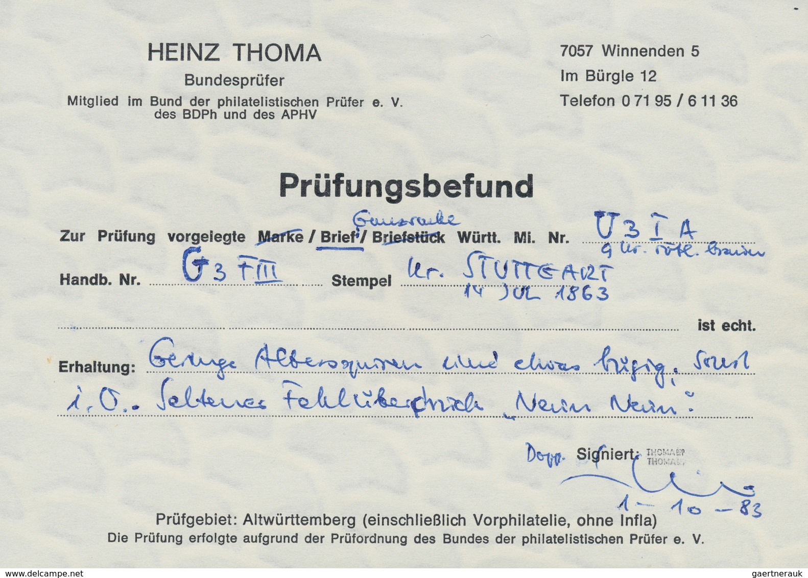 17660 Württemberg - Ganzsachen: 1863, GSU 9 Kr. Rötlbraun (kl. Spuren) Selt. Fehldruck "NEUN NEUN" Im Über - Sonstige & Ohne Zuordnung