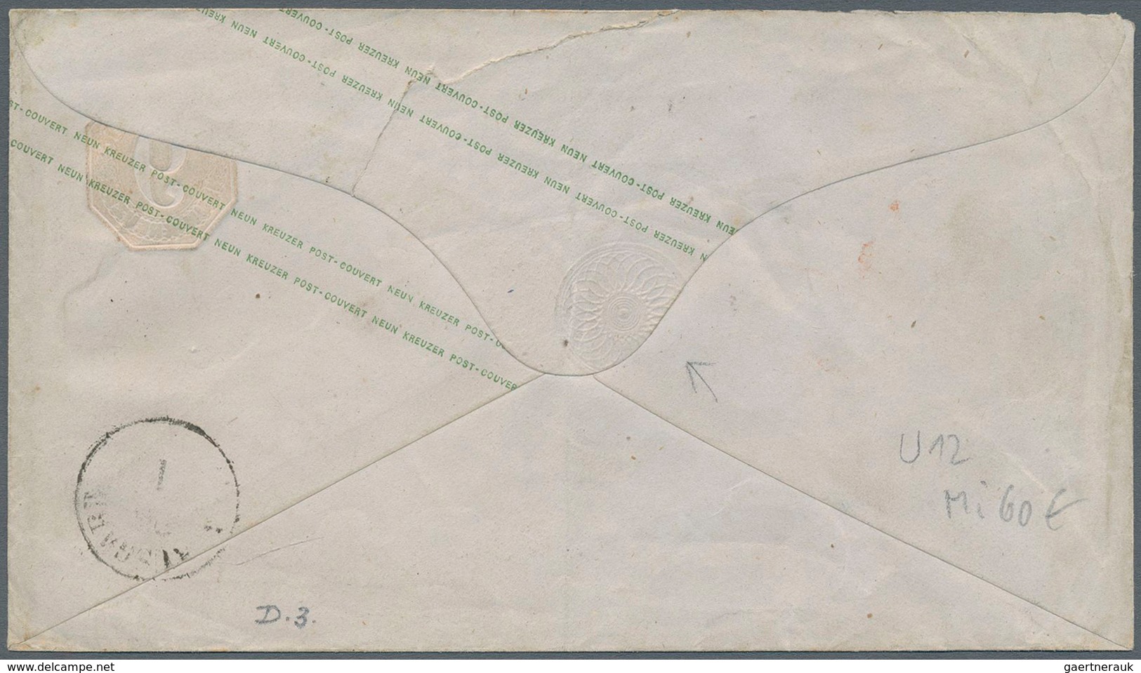 17663 Württemberg - Ganzsachen: 1863, GA-Umschlag 9 Kr. Bläuliches Papier Mit Blaugrünem Überdruck Und Mit - Other & Unclassified